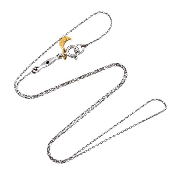 Vintage Sterling Silver 925 Cable Chain Gold-Tone Moon Charm Necklace 16.25" - Picture 1 of 3